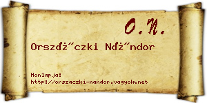 Orszáczki Nándor névjegykártya